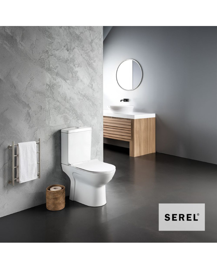 Serel Vela Rimless Toilet Set (60cm), White Backsplash, Bidet System, Super Slim Soft Close Cover, Cistern, Mechanism