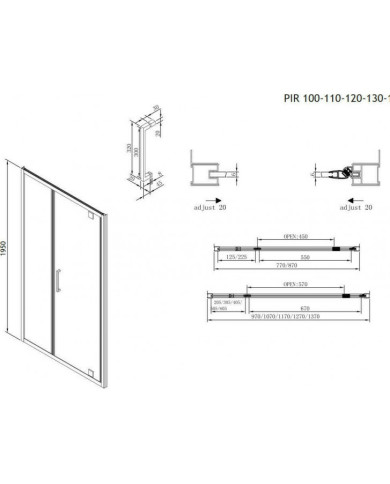 Devon Primus Pivot Shower Enclosure with Hinged Door, Clear Glass, Chrome Finish, 100cm (97-101 x 195cm), Clean Glass Coating