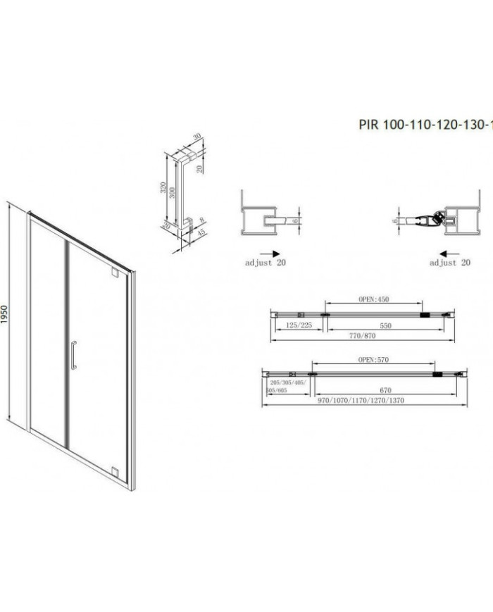 Devon Primus Pivot Shower Enclosure with Hinged Door, Clear Glass, Chrome, 140 (137-141x195), Clean Glass Coating