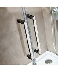 Devon Primus Plus Slider 2+2 Chrome Shower Enclosure with Sliding Entry Door, Clear Glass, 147-151 x 195 cm, Clean Glass Coating