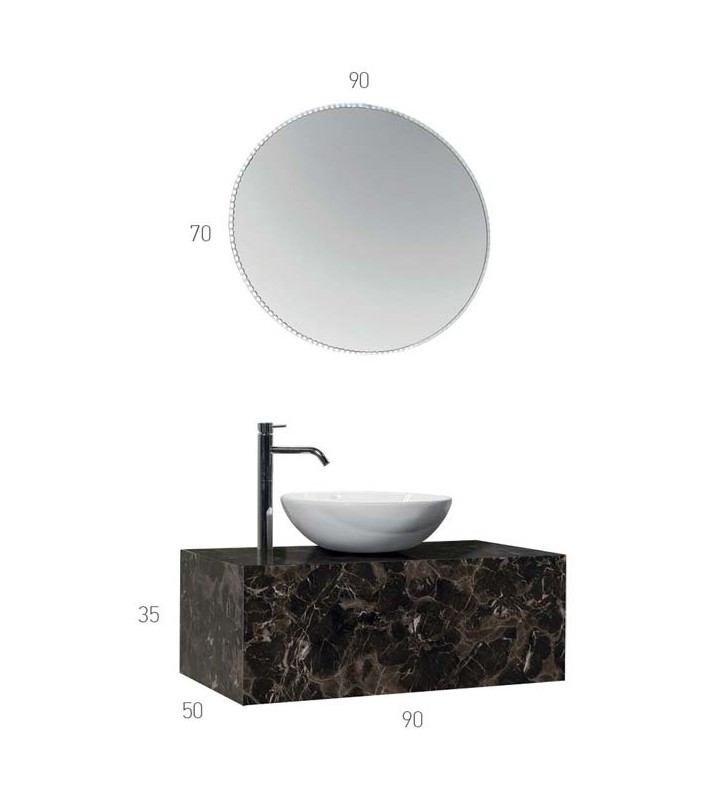 Έπιπλο Μπάνιου Πάγκος Compact 90cm Βάση & Καθρέφτης