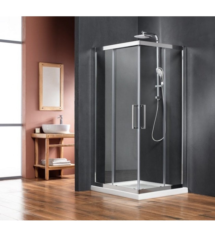 Shower Cabin Tema Versus 400 Square Transparent Nanotechnology with Height 195cm