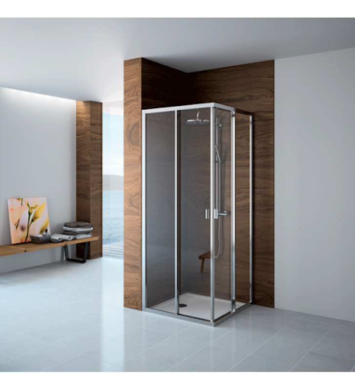 Shower Cabin Tema Versus 400 Square Transparent Nanotechnology with Height 195cm
