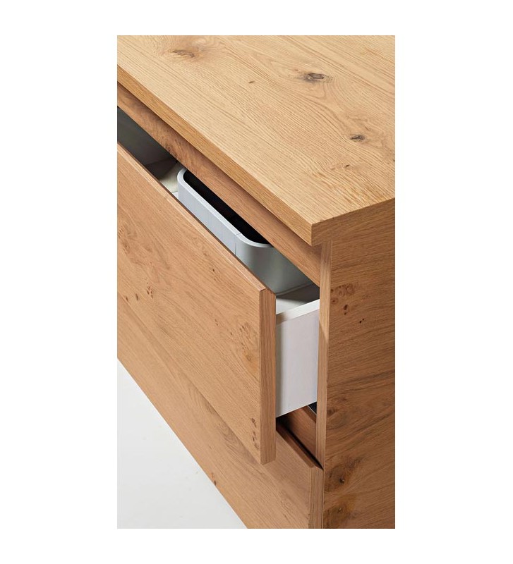 Έπιπλο Μπάνιου με επένδυση καπλαμά δρυς Single 060 Βάση 60x60 cm καθρέφτης 50x70cm