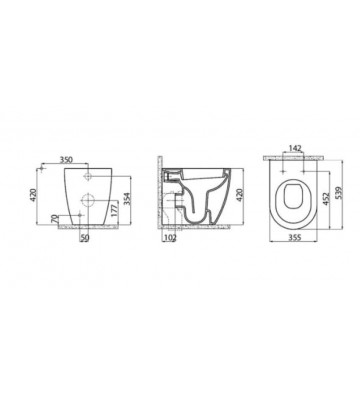 High Pressure Basin Back to Wall Creavit Free (FE 350) Fittings & Cover