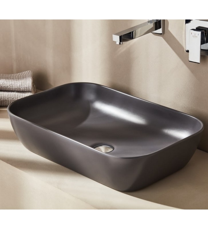 Νιπτήρας Επικαθήμενος Tema LOF 060A Ανθρακί Ματ 60x40cm