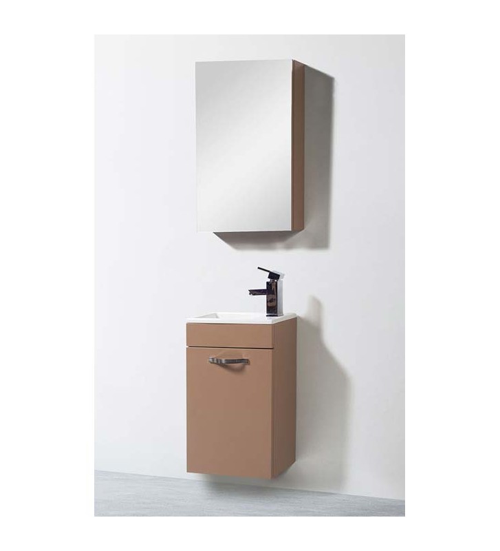 Έπιπλο Μπάνιου Mini MDF Λάκα  Βάση,Νιπτήρας,Καθρέφτης