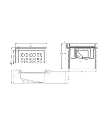 Shower grille with siphon elit Inox Black 15Χ15 Φ100 For tiling