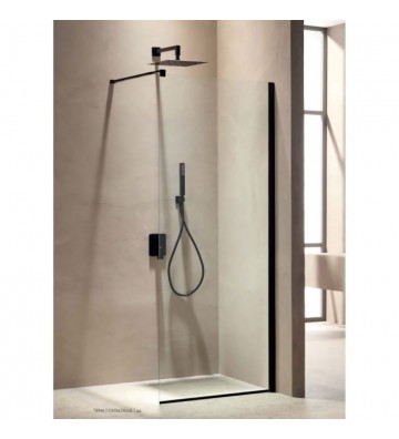 Fixed Partition Shower Panel Tema Free Black Chrome Nanotechnology 70x195 cm Transparent Crystal With Antiride