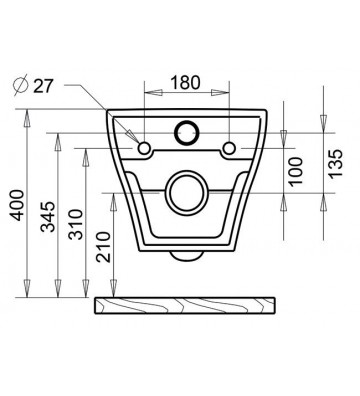 Suspended Basin Tema New Fresh Rim-Off Black Matte (FRE5610N)
