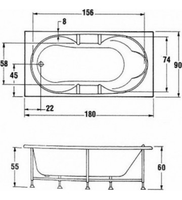 Μπανιέρα Ακρυλική Sanitec Cathrine  515 Ορθογώνια (180 x 90cm)