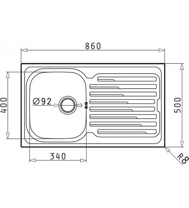 Stainless Steel Sink Pyramis Maidtec Fedra (86x50) 1B 1D Insert 100185301
