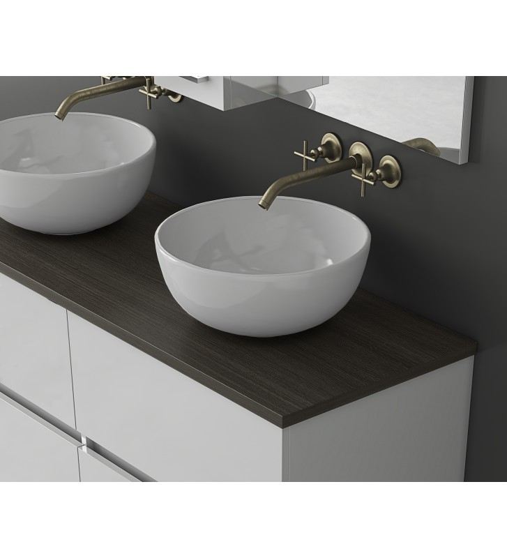 Έπιπλο Μπάνιου Drop Luxus 120 White-Top Βάση,Νιπτήρας,Καθρέφτης