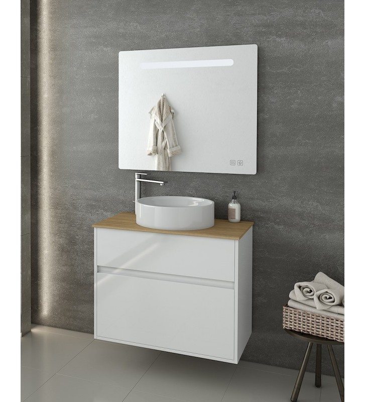 Bathroom Furniture Drop Instinct 80 White Top-2 Hanging Furniture Stand, Washbasin, Mirror