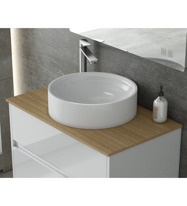 Bathroom Furniture Drop Instinct 80 White Top-2 Hanging Furniture Stand, Washbasin, Mirror