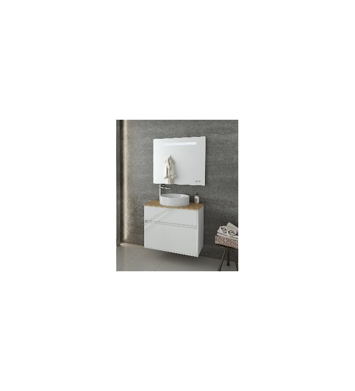 Bathroom Furniture Drop Instinct 80 White Top-2 Hanging Furniture Stand, Washbasin, Mirror