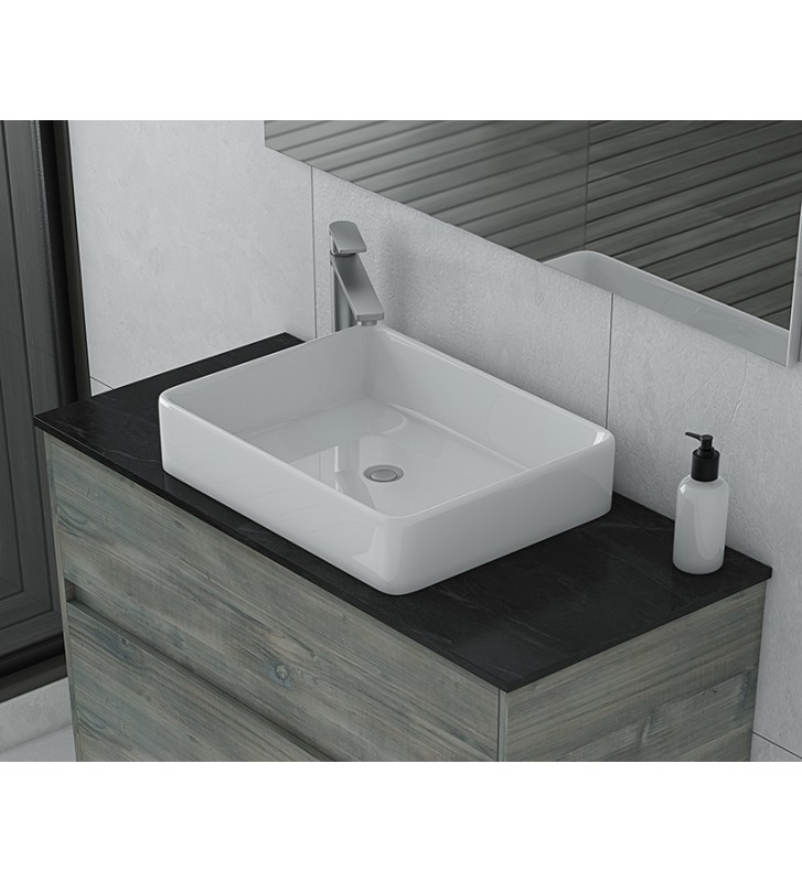 Bathroom Furniture Drop Instinct 100 Top-1 Smoked Oak Hanging Furniture Stand, Washbasin, Mirror