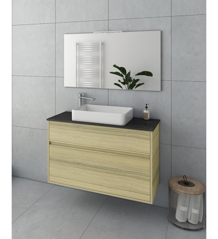 Bathroom Furniture Drop Instinct 100 Top-1 Natural Oak Hanging Furniture Stand, Washbasin, Mirror