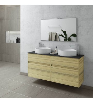 Έπιπλο Μπάνιου Drop Instinct 125 Top-1 Natural Oak Κρεμαστή Βάση επίπλου, Νιπτήρας, Καθρέφτης