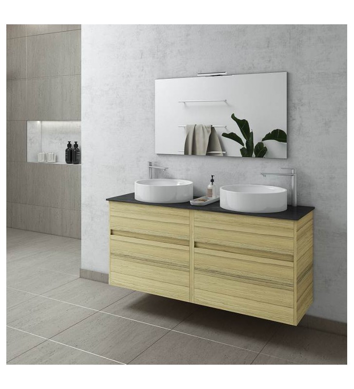 Bathroom Furniture Drop Instinct 125 Top-1 Natural Oak Hanging Furniture Stand, Washbasin, Mirror