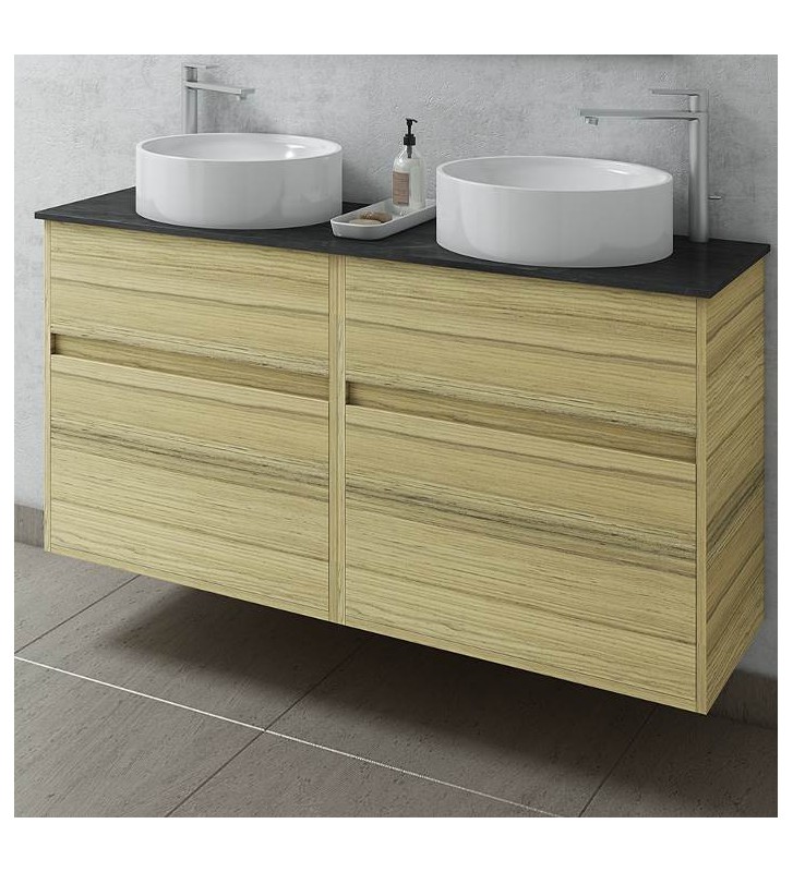 Bathroom Furniture Drop Instinct 125 Top-1 Natural Oak Hanging Furniture Stand, Washbasin, Mirror