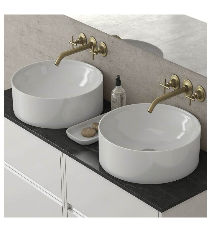 Bathroom Furniture Drop Instinct 125 Top-1 White Hanging Furniture Stand, Washbasin, Mirror
