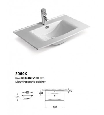 Bathroom Furniture Drop Torino 60 White -2 Furniture Stand, Sink & Mirror