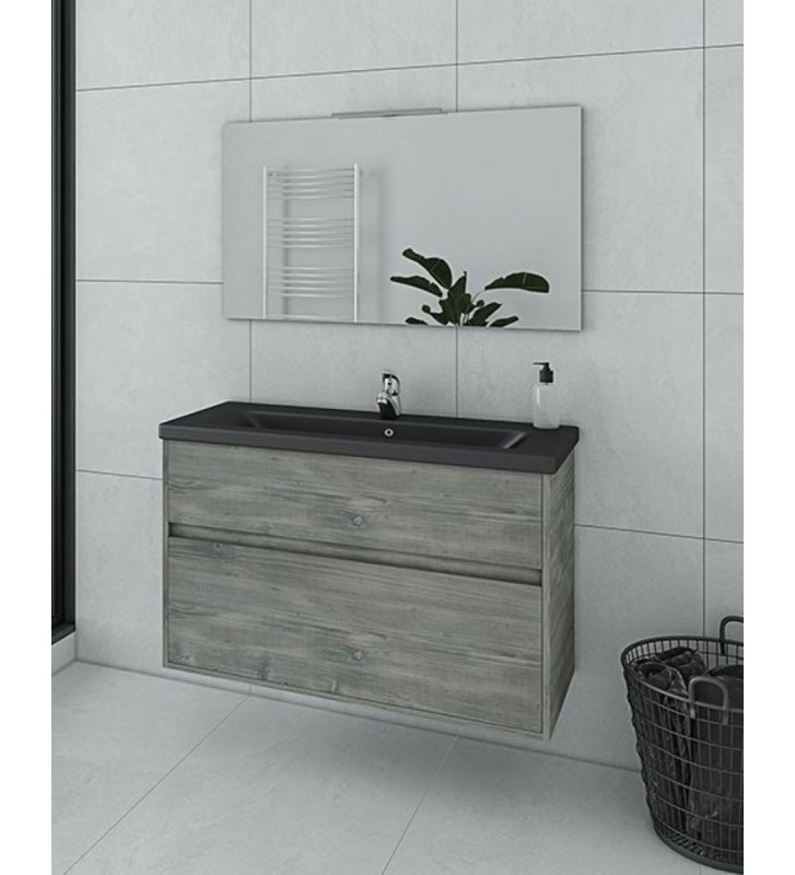 Bathroom Furniture Drop Instinct 100 Smoked Oak BL-1 Hanging Furniture Stand, Washbasin, Mirror