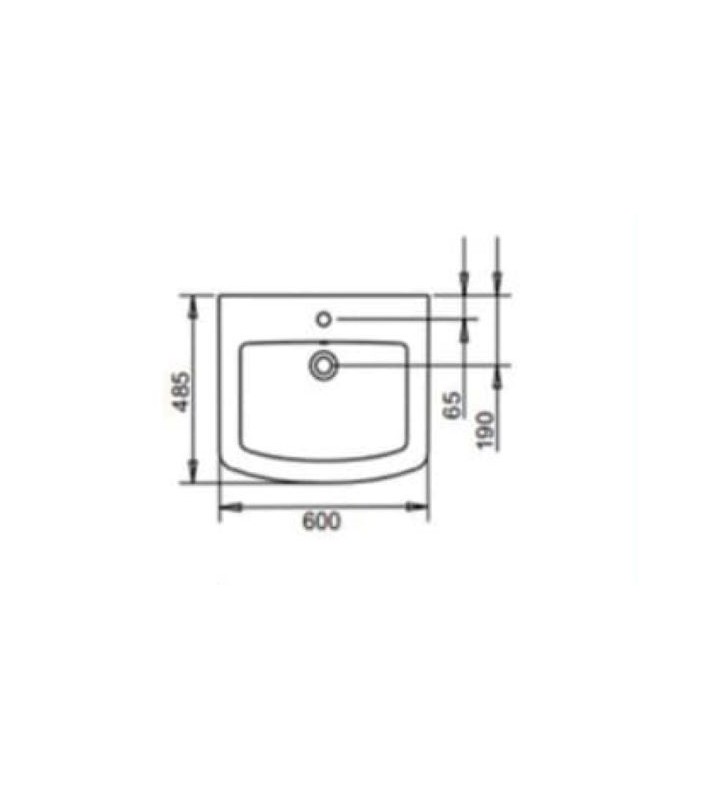 Washbasin Tema PL 060 (60 x 48.5cm) Pendant Without Column