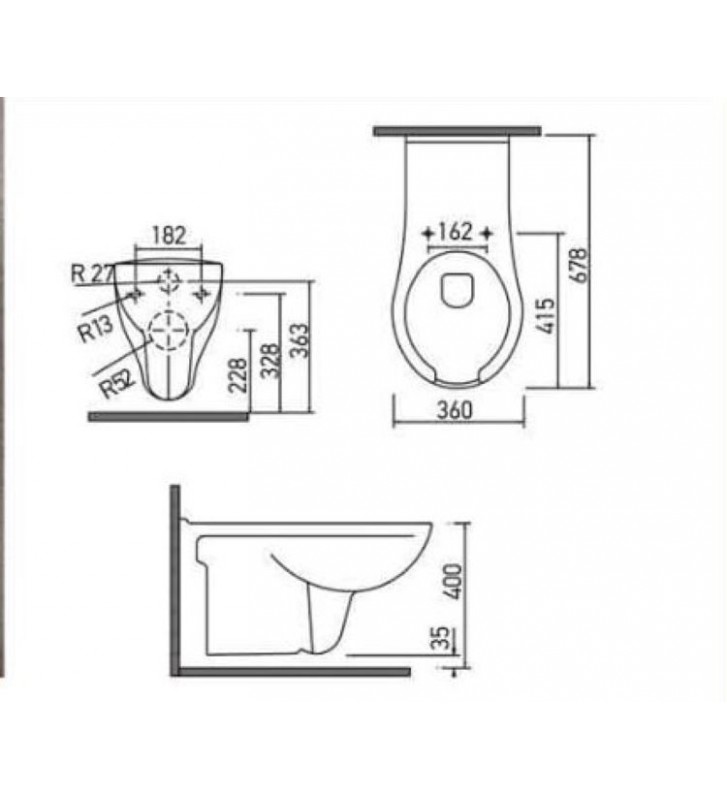 Λεκάνη Κρεμαστή  Creavit AMEA BD320 με Κάλυμμα Duroplast soft closing