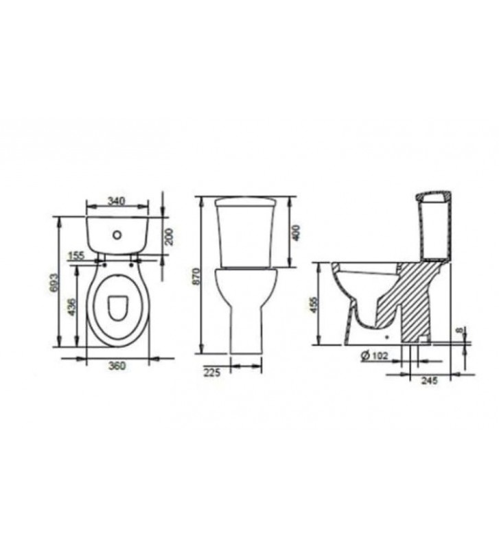 Basin Tema Set AMEA HP-Trap (Bottoms) EN 16030 with Cover Duroplast Soft Close & Cistern