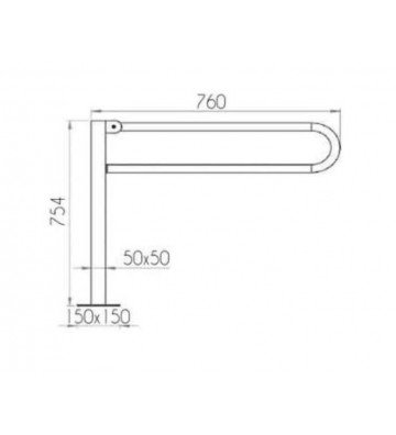 Μπάρα Στήριξης Tema Ανακλινόμενη με Κολώνα Στήριξης Inox  (82008)