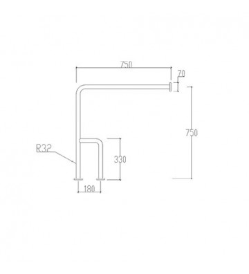 Stainless Steel Theme Support Bar Angular (wall-floor) With Extra Support (82005)