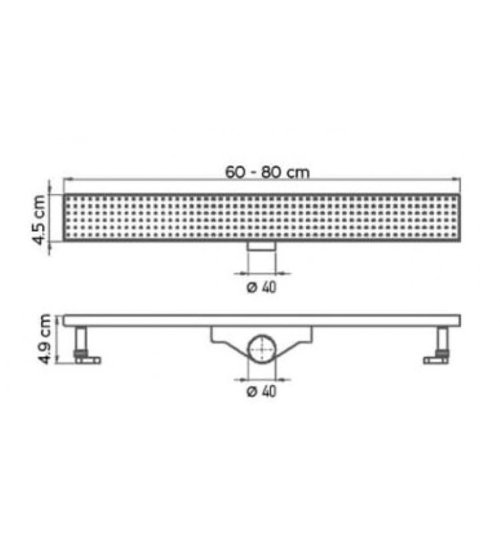 Floor Siphon Tema Chrome Shower Duct with Adjustable Height PVC Body With Reversible Inox Grill
