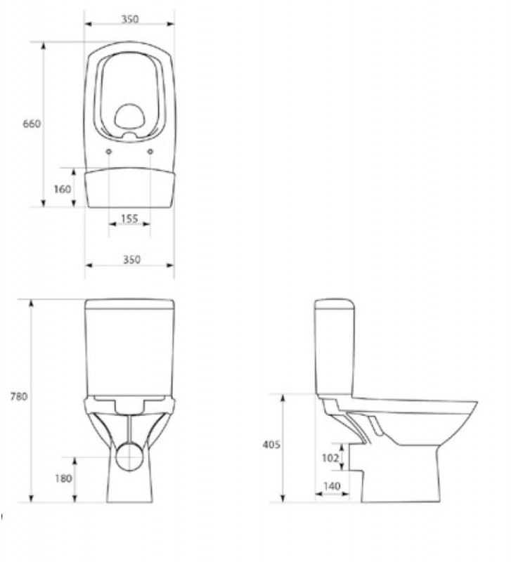 Σετ  Cersanit  Carina Rimless CleanOn  λεκάνη & καζανάκι & Κάλυμμα K31-013