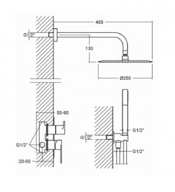 Ramon Soler Blautherm Chrome Two-Exit Built-in Mixer Set with Bell and Telephone