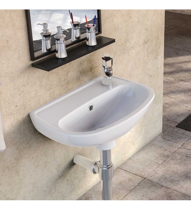 Porcelain Bath Sink Hanging Serel 40x25 cm White