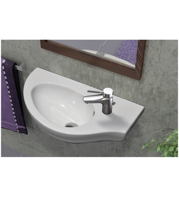 Porcelain Bath Sink Hanging Serel Friendly 6741 57 x 32 cm White Right