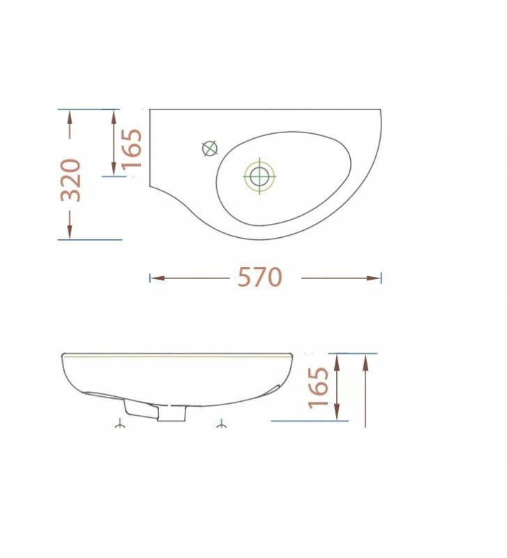 Porcelain Bath Sink Pendant Serel Friendly (6742) 57 x 32 cm White Left