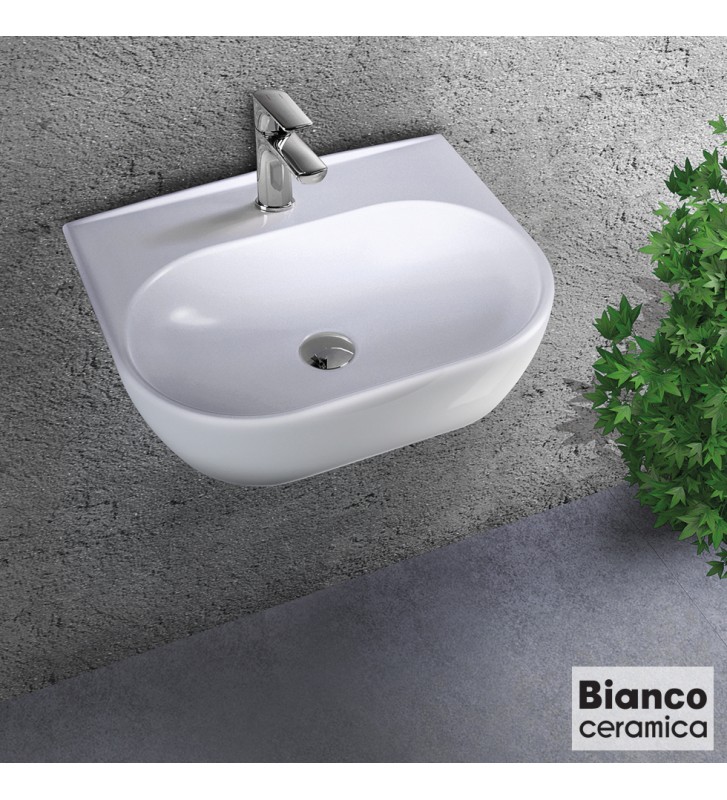 Porcelain Bath Sink Hanging Bianco Ceramica Studio (39050) 50 × 42 cm White