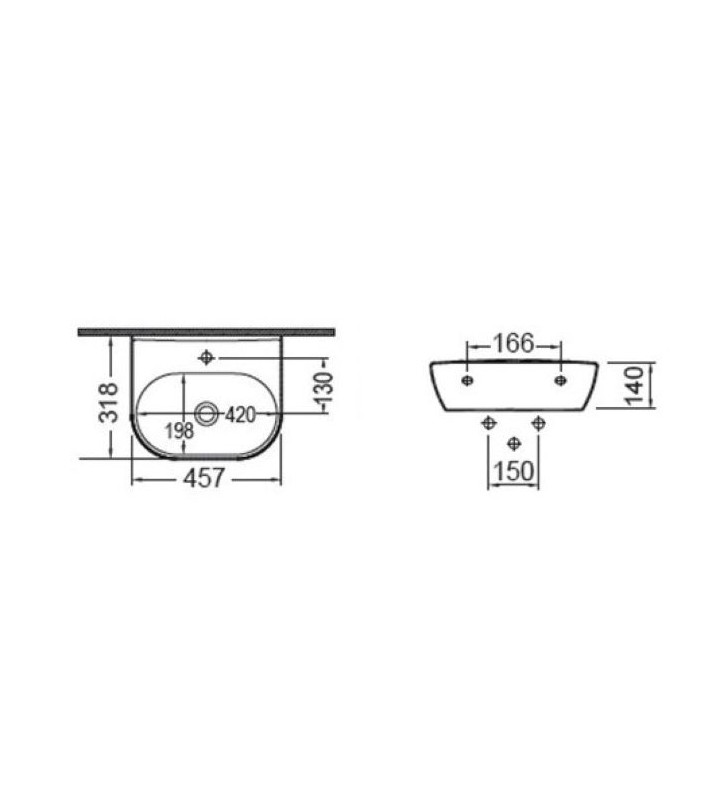 Porcelain Bathroom Sink Hanging Bianco Ceramica Studio (39045) 45 × 32 cm White