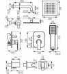 Ferro Algeo Square Two-Exit Built-in Mixer Set with Bell and Telephone (BAQ7P-SET1-S)