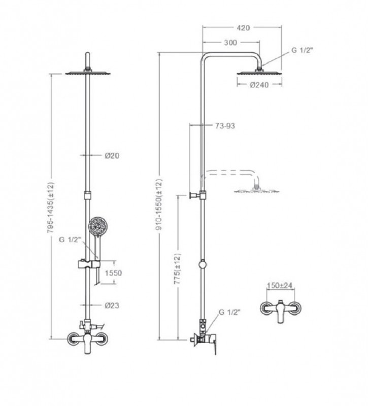 Shower Column With Ramon Soler Titanium Faucet (1878RP240)