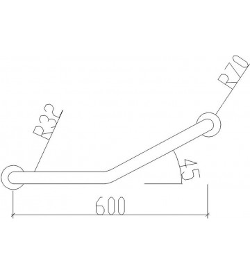Stainless Steel Theme Support Bar Angular 60cm Ø32 (82003)