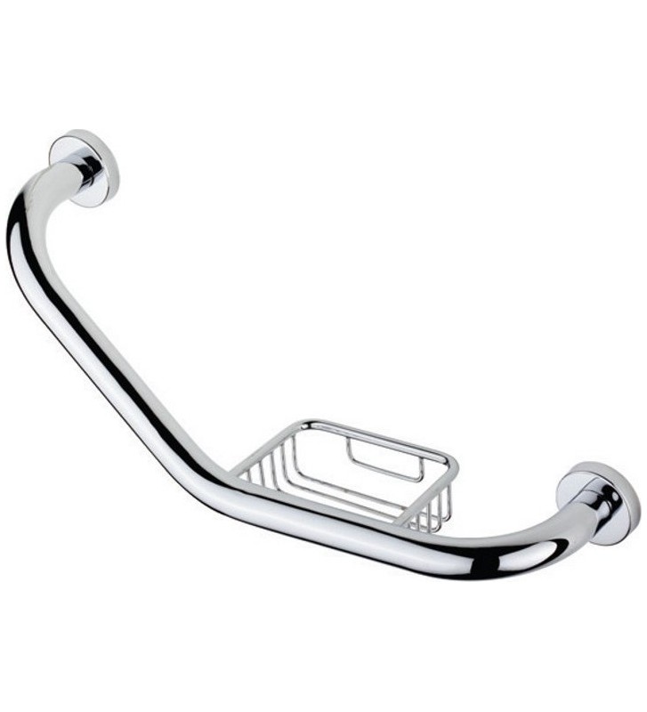 Μπάρα Στήριξης Tema Inox Γωνιακή με σπογγοθήκη (34cm Ø18)  (74108)