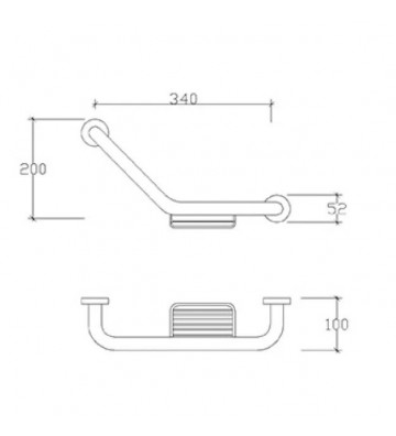 Tema Inox Corner Support Bar with sponge case (34cm Ø 18) (74108)
