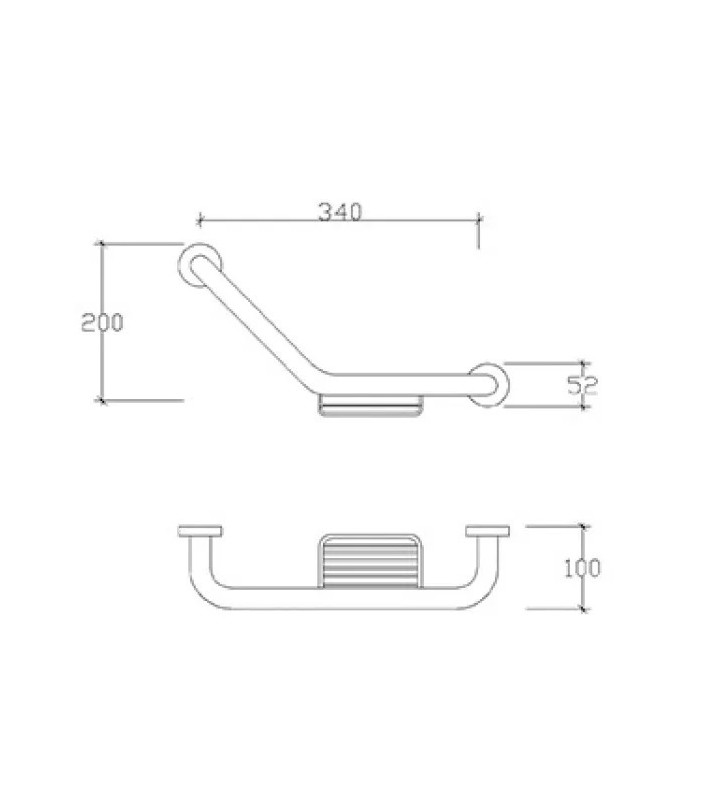 Μπάρα Στήριξης Tema Inox Γωνιακή με σπογγοθήκη (34cm Ø18)  (74108)