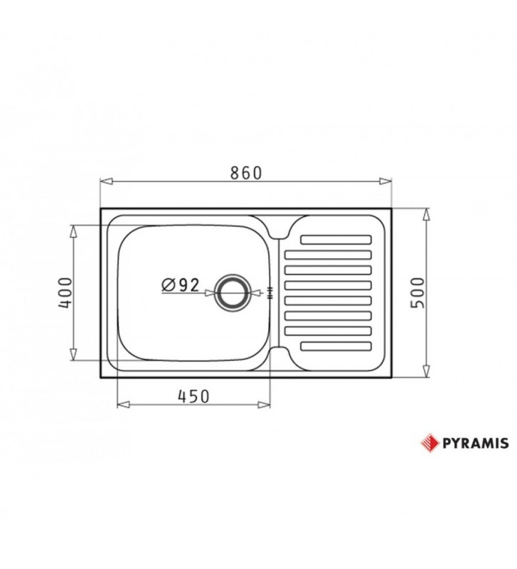 Pyramis Stainless Steel Sink Dorian Polished Reversible Insert (86X50) 1B 1D