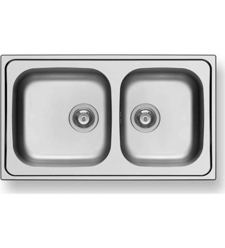 Νεροχύτης Pyramis Ανοξείδωτος Dorian Σαγρέ Ένθετος Αντιστρεφόμενος  (86X50) 1B 1D