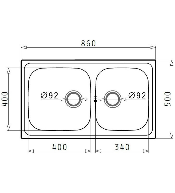 Pyramis Stainless Steel Sink Dorian Textured Inverted Reversible (86X50) 1B 1D